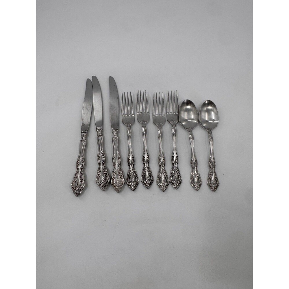 Oneida Michelangelo Heirloom Cube Set Of 9 Stainless Flatware Forks Spoons Knife